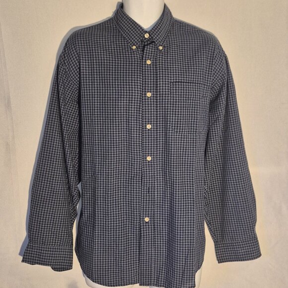 basic Editions dress shirt w/ button down collar, Blue/white, size Large - Picture 1 of 14